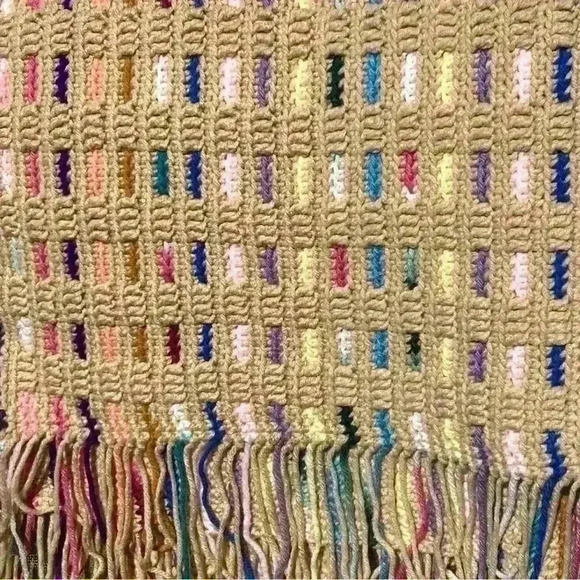 Handmade multicolored reversible crochet lap blanket afghan - Picture 5 of 10